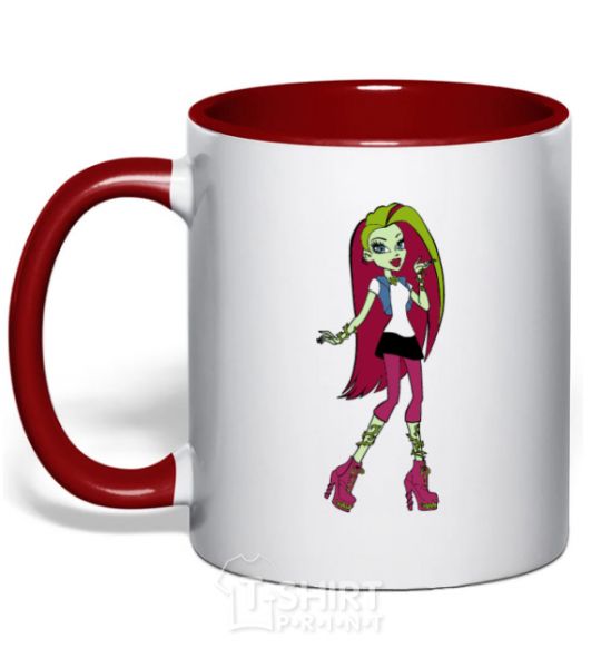 Mug with a colored handle Venus Mcflytrap red фото