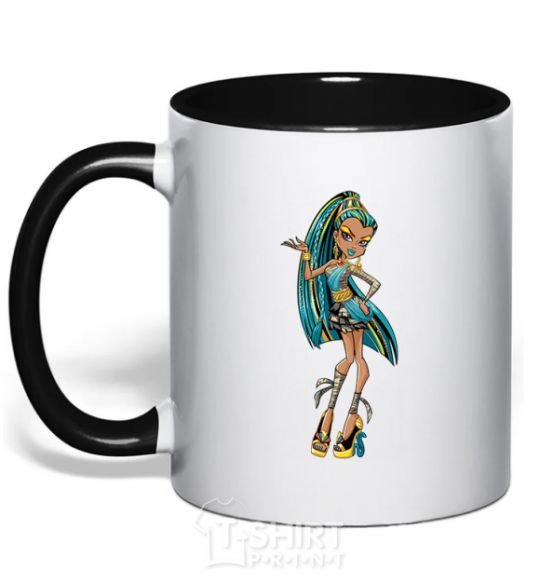 Mug with a colored handle Cleo №2 black фото