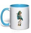 Mug with a colored handle Cleo №2 sky-blue фото