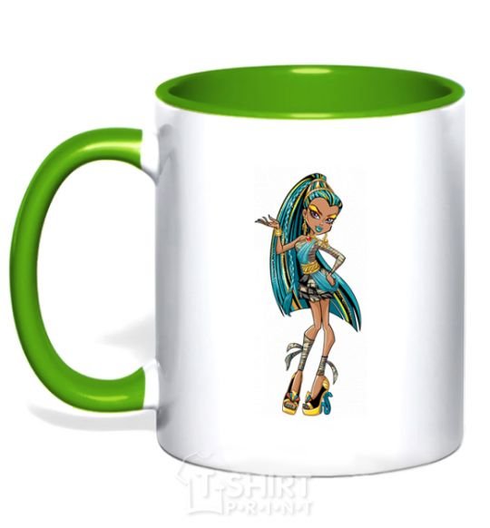 Mug with a colored handle Cleo №2 kelly-green фото