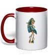 Mug with a colored handle Cleo №2 red фото