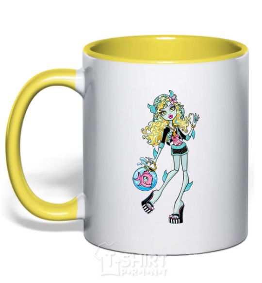 Mug with a colored handle Laguna blue yellow фото