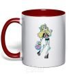 Mug with a colored handle Laguna blue red фото