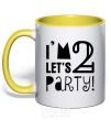 Чашка с цветной ручкой I am 2 let is party Солнечно желтый фото