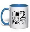 Чашка с цветной ручкой I am 2 let is party Ярко-синий фото