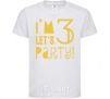 Kids T-shirt I am 3 let is party White фото