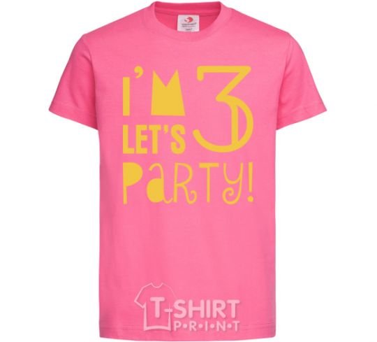 Детская футболка I am 3 let is party Ярко-розовый фото