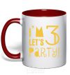 Mug with a colored handle I am 3 let is party red фото