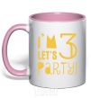 Mug with a colored handle I am 3 let is party light-pink фото
