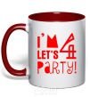 Mug with a colored handle I am 4 let is party red фото