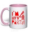 Mug with a colored handle I am 4 let is party light-pink фото