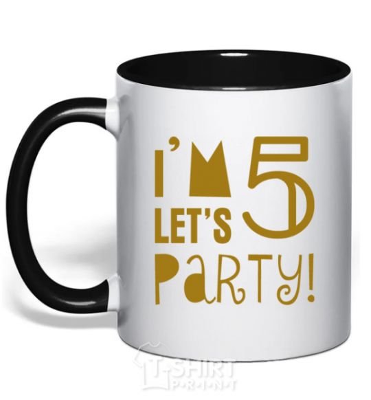 Mug with a colored handle I am 5 let is party black фото