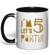 Чашка с цветной ручкой I am 5 let is party Черный фото