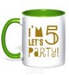 Чашка с цветной ручкой I am 5 let is party Зеленый фото