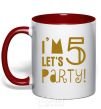 Mug with a colored handle I am 5 let is party red фото