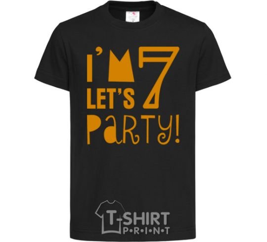 Kids T-shirt I am 7 let is party black фото