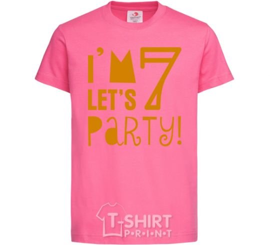 Детская футболка I am 7 let is party Ярко-розовый фото