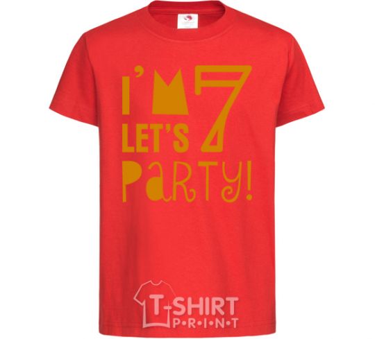Детская футболка I am 7 let is party Красный фото