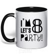 Mug with a colored handle I am 8 let is party black фото