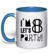 Mug with a colored handle I am 8 let is party royal-blue фото