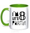 Mug with a colored handle I am 8 let is party kelly-green фото