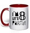 Mug with a colored handle I am 8 let is party red фото