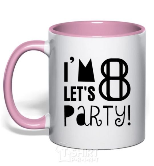 Mug with a colored handle I am 8 let is party light-pink фото