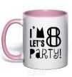 Mug with a colored handle I am 8 let is party light-pink фото