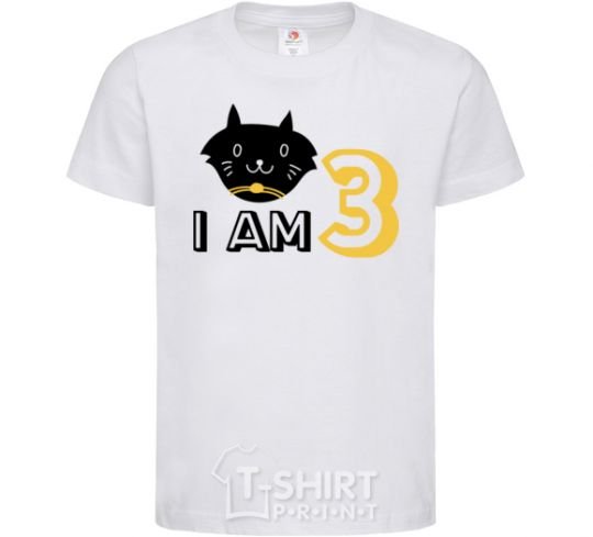 Kids T-shirt I am 3 cat White фото