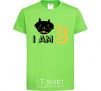 Детская футболка I am 3 cat Лаймовый фото
