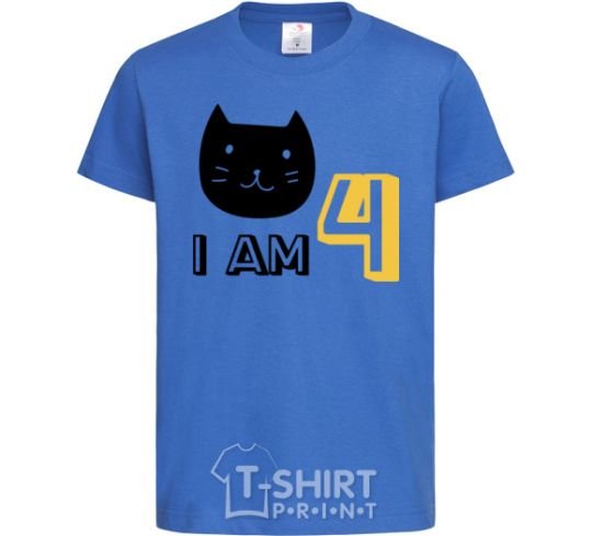 Детская футболка I am 4 cat Ярко-синий фото