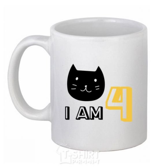 Ceramic mug I am 4 cat White фото