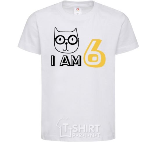 Детская футболка I am 6 cat Белый фото