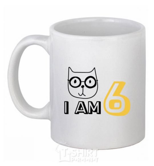 Чашка керамическая I am 6 cat Белый фото