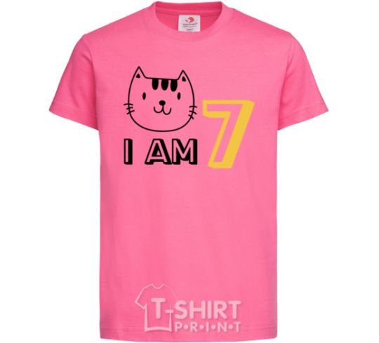 Kids T-shirt I am 7 cat heliconia фото