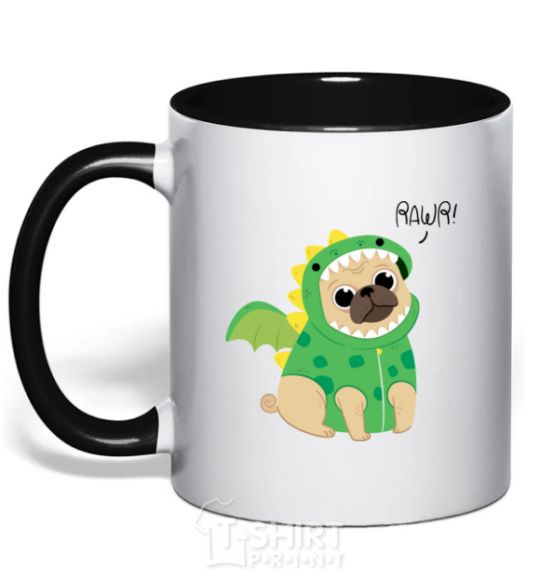 Mug with a colored handle Rawr black фото