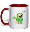 Mug with a colored handle Rawr red фото