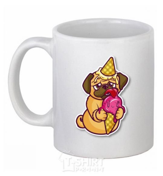 Ceramic mug Icecream pug White фото