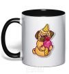 Mug with a colored handle Icecream pug black фото