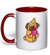 Mug with a colored handle Icecream pug red фото