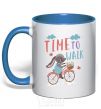Mug with a colored handle Time to walk royal-blue фото