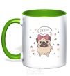 Mug with a colored handle I am so cute kelly-green фото