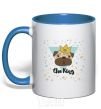 Mug with a colored handle The king royal-blue фото