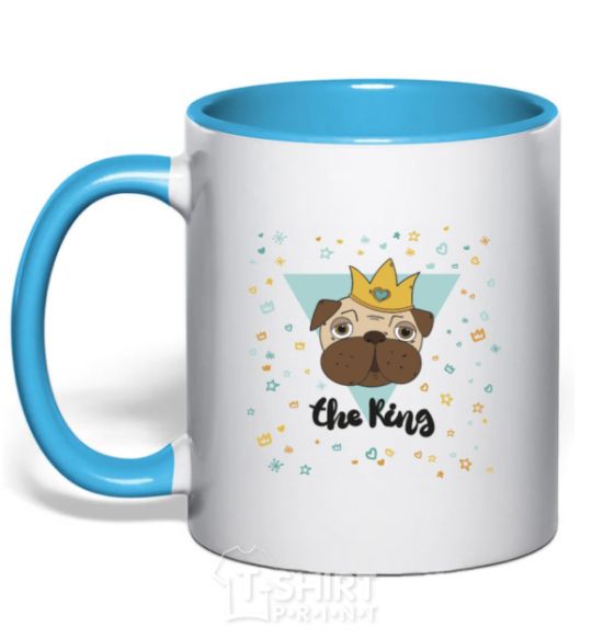 Mug with a colored handle The king sky-blue фото