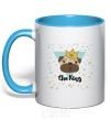 Mug with a colored handle The king sky-blue фото