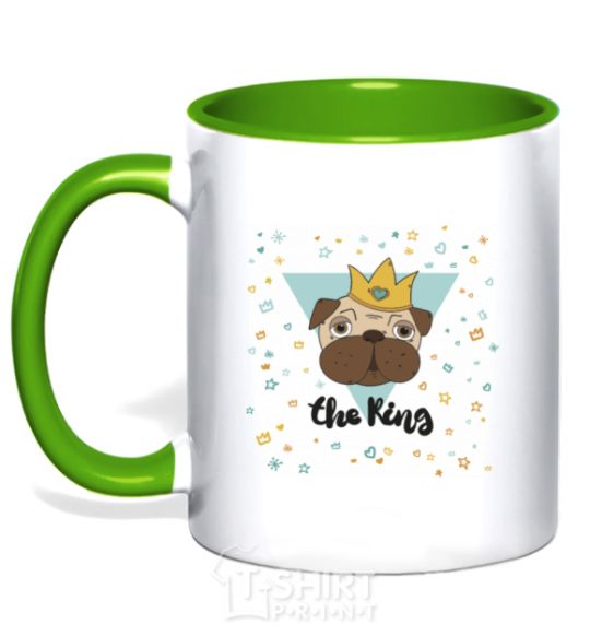 Mug with a colored handle The king kelly-green фото
