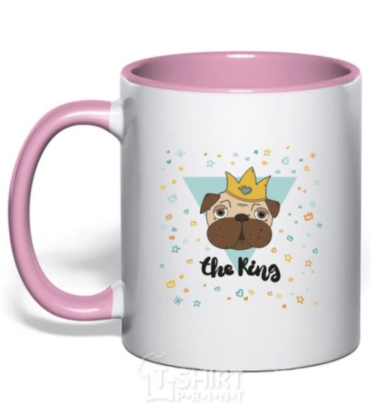 Mug with a colored handle The king light-pink фото
