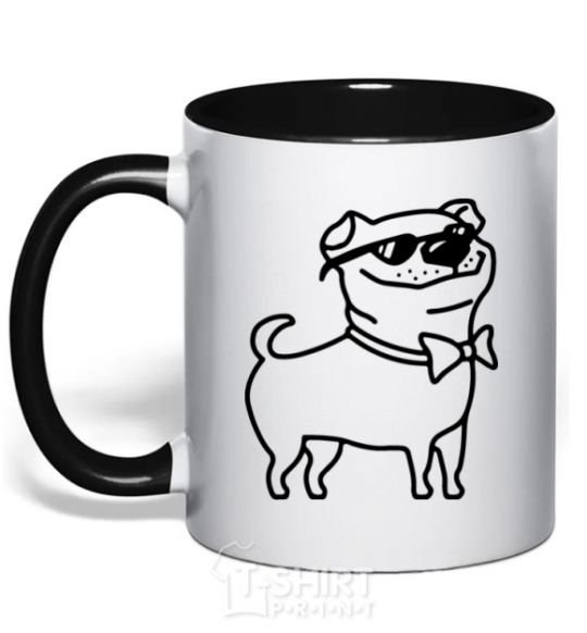 Mug with a colored handle Cool dog black фото