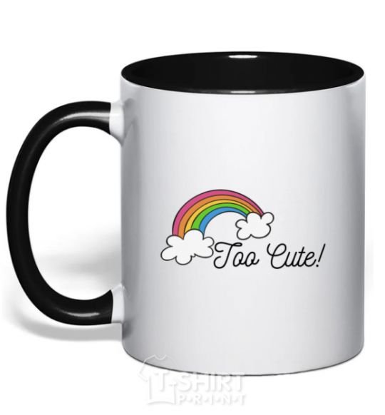 Mug with a colored handle Too Cute black фото