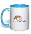 Mug with a colored handle Too Cute sky-blue фото